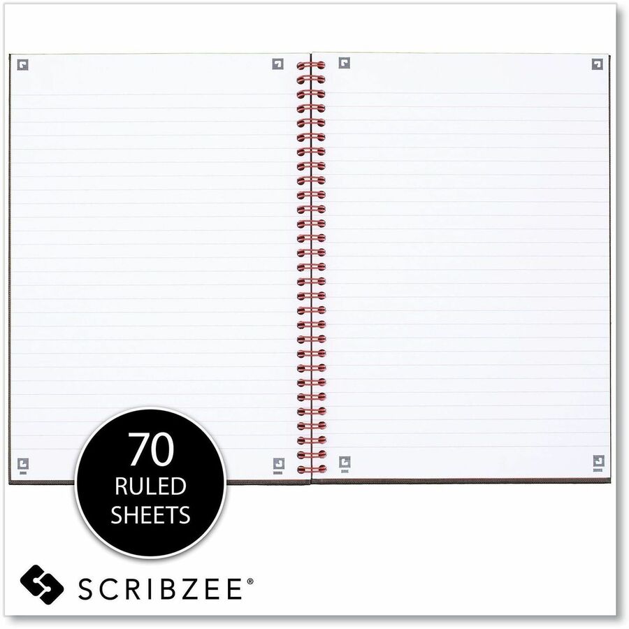 Hardcover Twinwire Notebooks, SCRIBZEE Compatible, 1-Subject, Wide/Legal Rule, Black Cover, (70) 9.88 x 6.88 Sheets