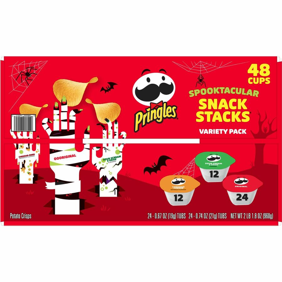 Pringles Crisps Grab 'N Go Variety Pack - Cheddar Cheese, Original, Sour Cream & Onion - Box - 1 / Carton