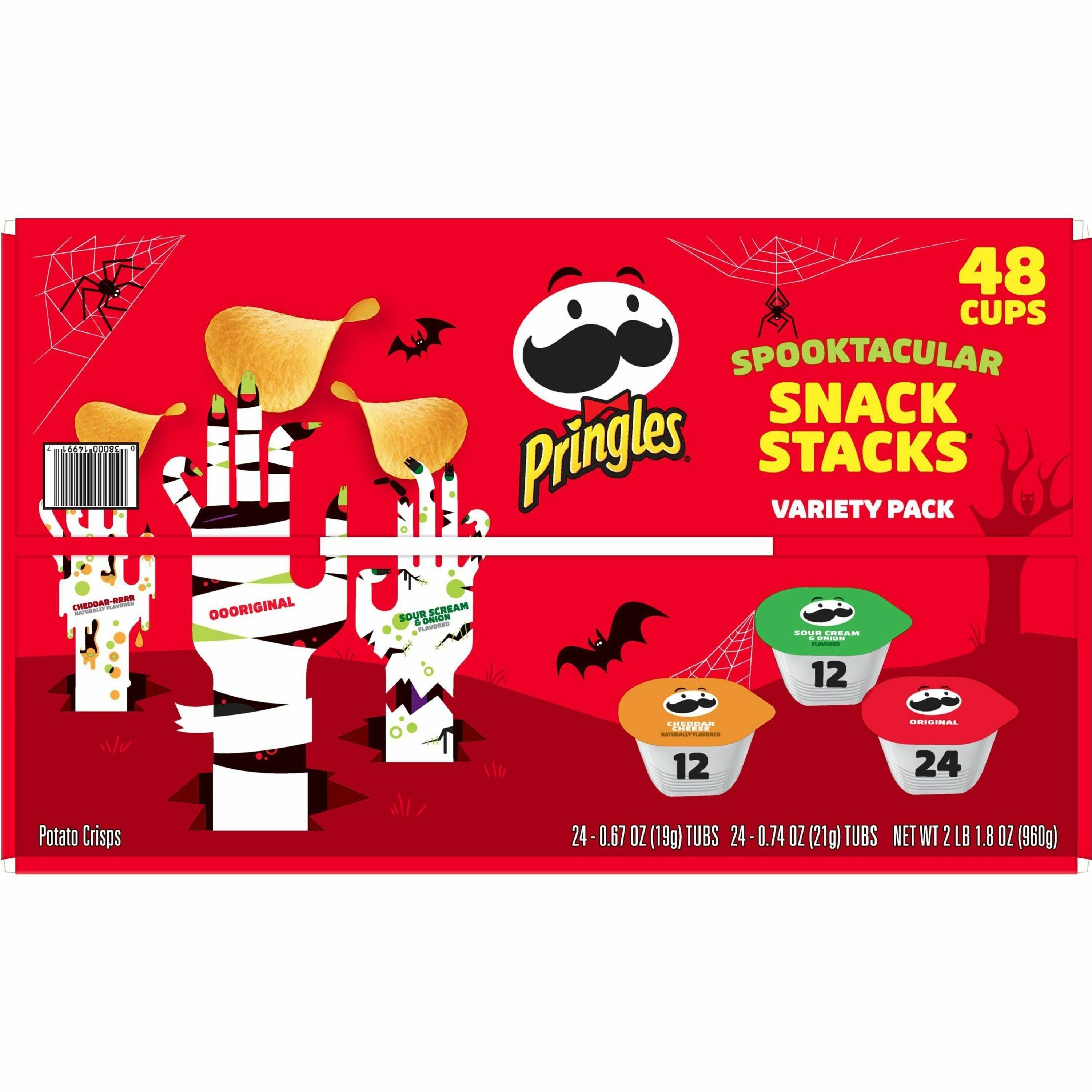 Pringles Crisps Grab 'N Go Variety Pack - Cheddar Cheese, Original, Sour Cream & Onion - Box - 1 / Carton - 5