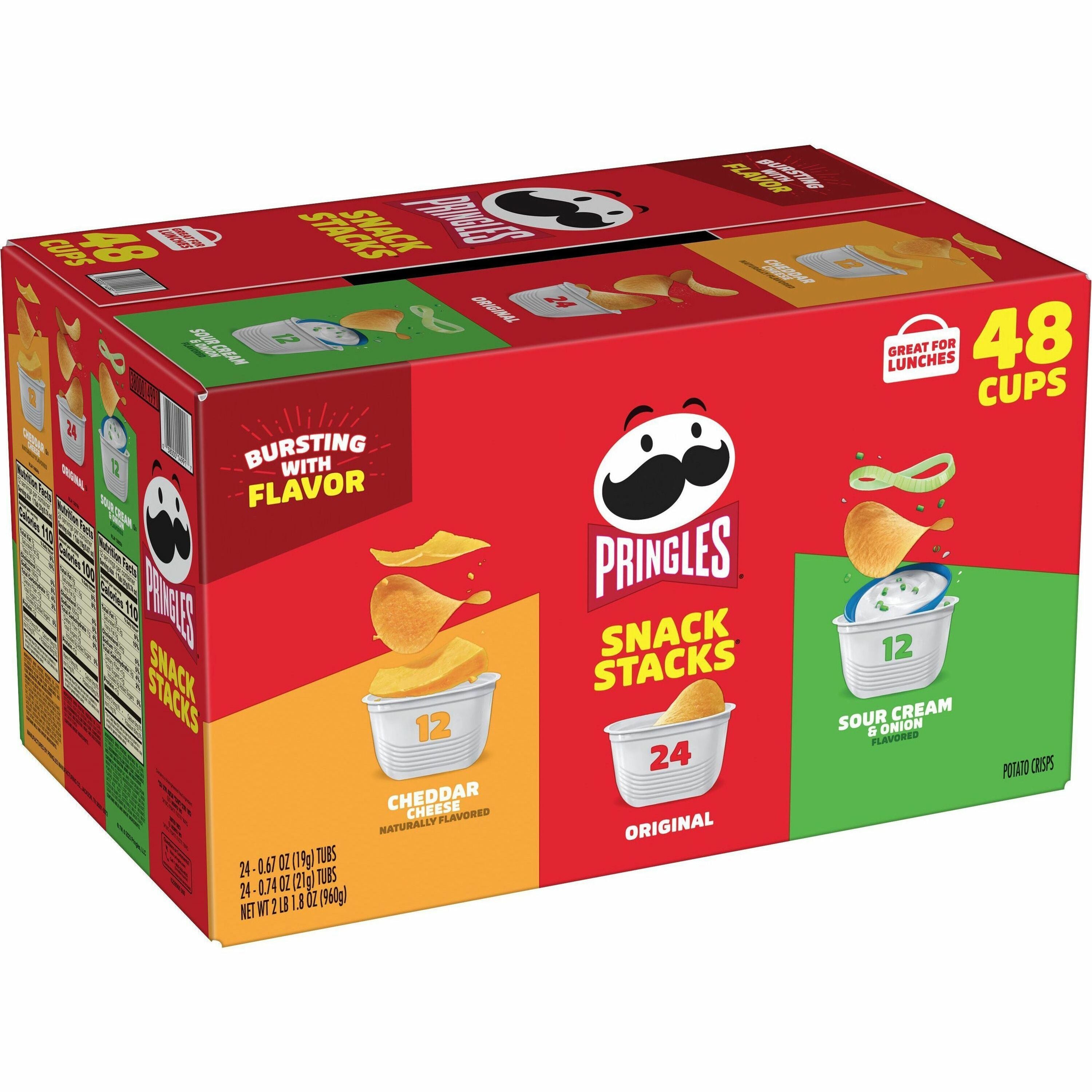 Pringles Crisps Grab 'N Go Variety Pack - Cheddar Cheese, Original, Sour Cream & Onion - Box - 1 / Carton - 1