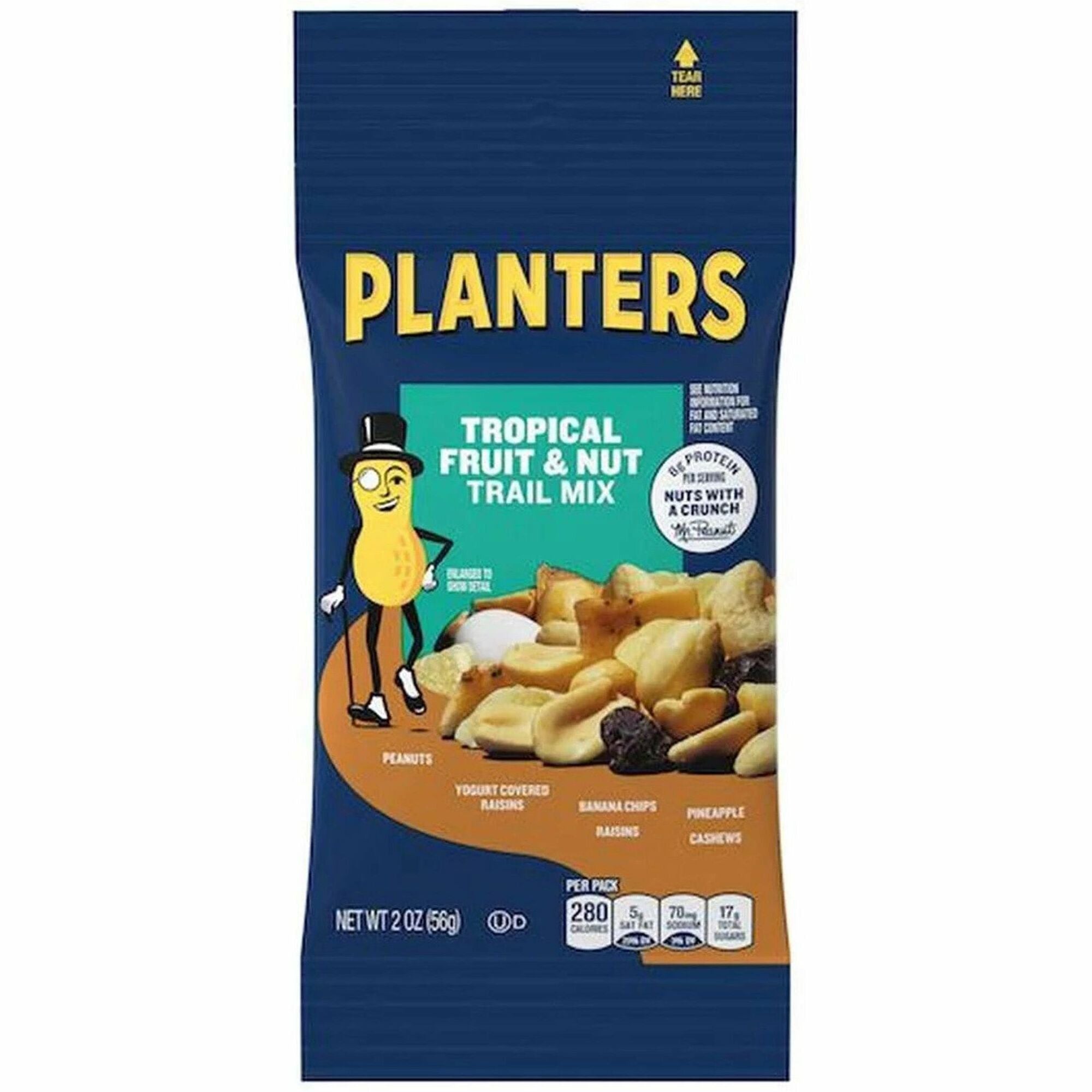 Hormel Foods Tropical Fruit & Nut Trail Mix - Gluten-free, No Artificial Color, Preservative-free, No Artificial Flavor - Tropical Fruit & Nut - 2 oz - 72 / Carton - 1