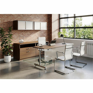 Lorell Relevance Series 2-Drawer File Cabinet Credenza w/Open Shelf - 29.5" x 22"23.1" - 2 x File, Storage Drawer(s) - Finish: Walnut Laminate