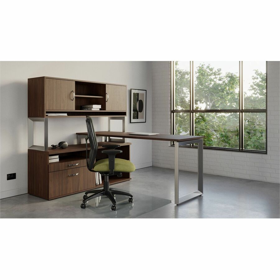 Lorell Relevance Series 2-Drawer File Cabinet Credenza w/Open Shelf - 29.5" x 22"23.1" - 2 x File, Storage Drawer(s) - Finish: Walnut Laminate