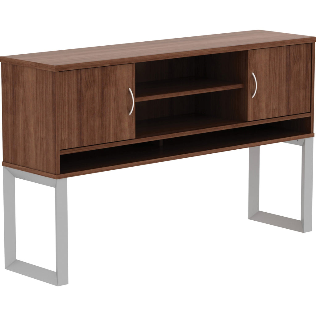 Lorell Relevance Series Freestanding Hutch - 59" x 15"36" - 3 Shelve(s) - Finish: Walnut Laminate