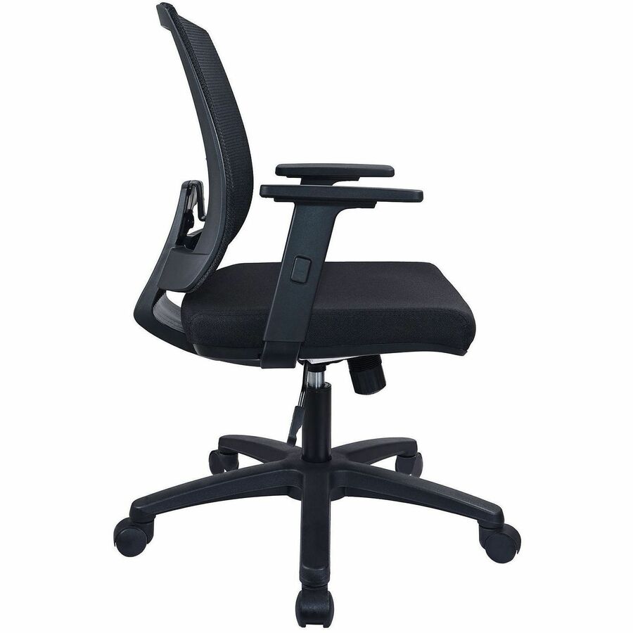 Lorell SOHO Mesh Mid-back Task Chair - Black Fabric Seat - Black Mesh Back - Mid Back - 5-star Base - Armrest - 1 Each