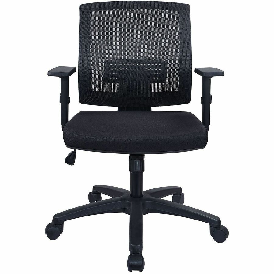 Lorell SOHO Mesh Mid-back Task Chair - Black Fabric Seat - Black Mesh Back - Mid Back - 5-star Base - Armrest - 1 Each