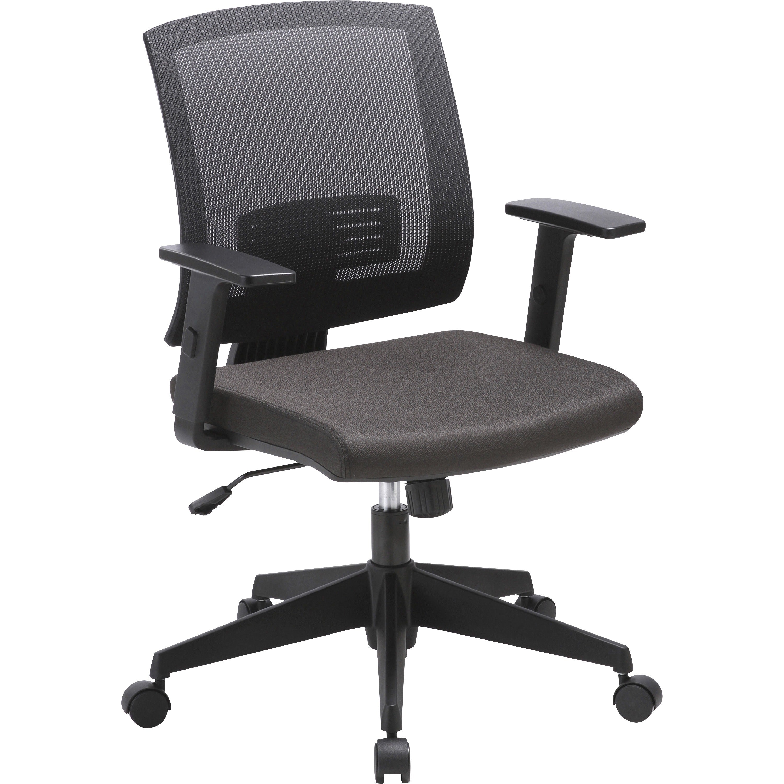 lorell-soho-mesh-mid-back-task-chair-black-fabric-seat-black-mesh-back-mid-back-5-star-base-armrest-1-each_llr41842 - 1