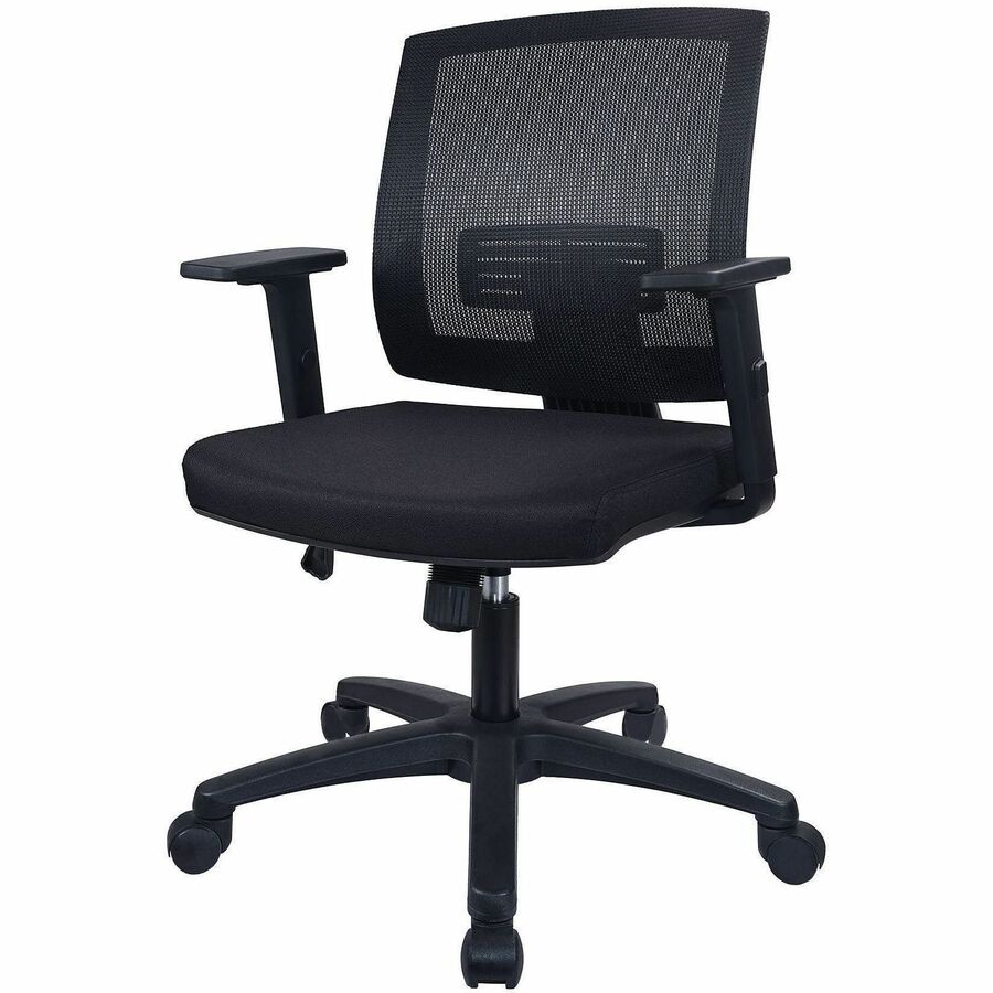 Lorell SOHO Mesh Mid-back Task Chair - Black Fabric Seat - Black Mesh Back - Mid Back - 5-star Base - Armrest - 1 Each