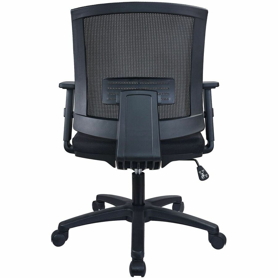Lorell SOHO Mesh Mid-back Task Chair - Black Fabric Seat - Black Mesh Back - Mid Back - 5-star Base - Armrest - 1 Each
