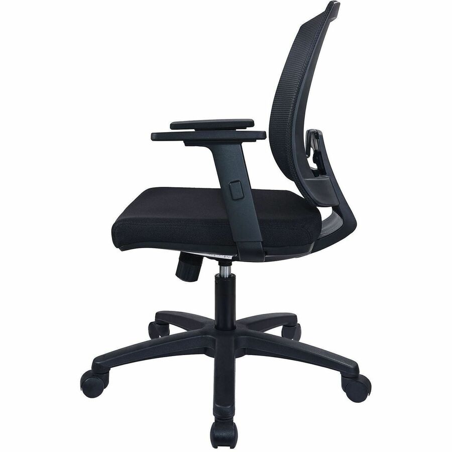 Lorell SOHO Mesh Mid-back Task Chair - Black Fabric Seat - Black Mesh Back - Mid Back - 5-star Base - Armrest - 1 Each