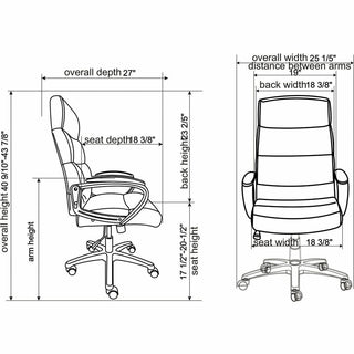 SOHO SOHO High-back Executive Chair - Black Bonded Leather Seat - Black Bonded Leather Back - High Back - 5-star Base - 1 Each