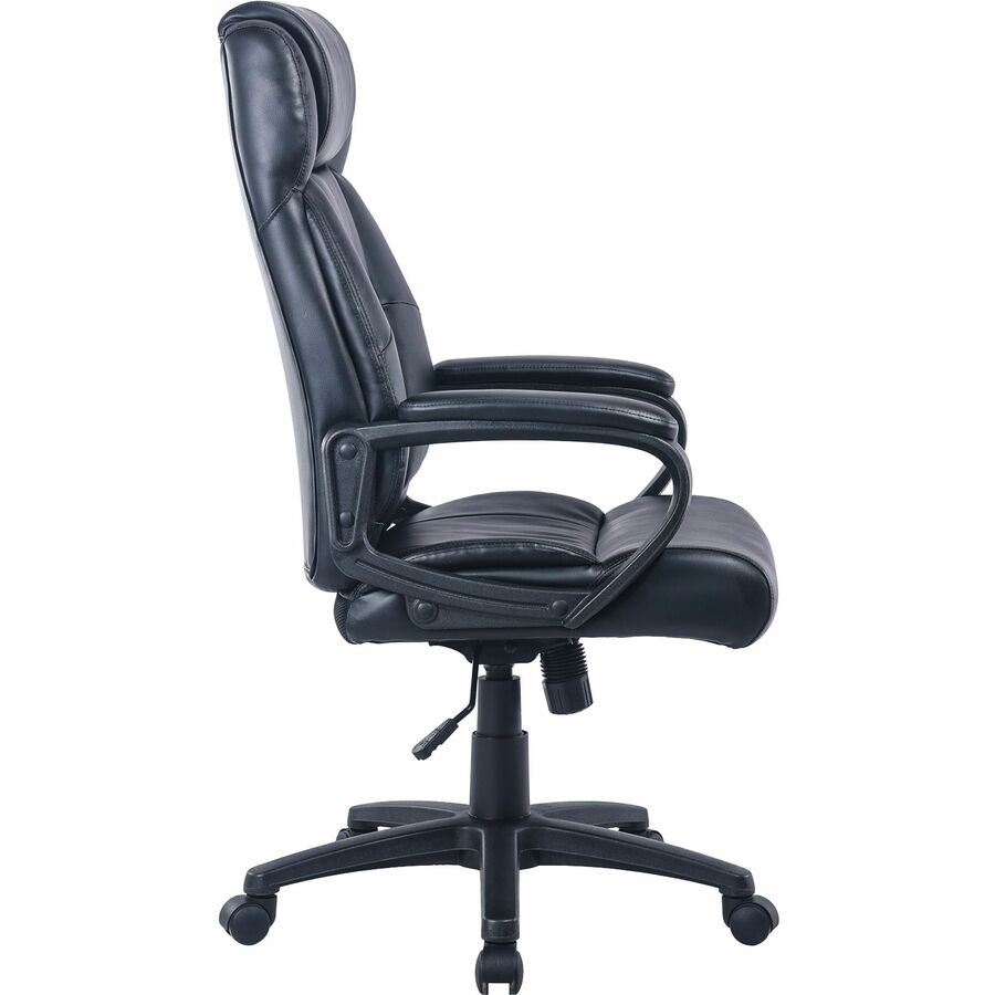 Lorell High-back Executive Chair - Black Bonded Leather Seat - Black Bonded Leather Back - High Back - 5-star Base - 1 Each