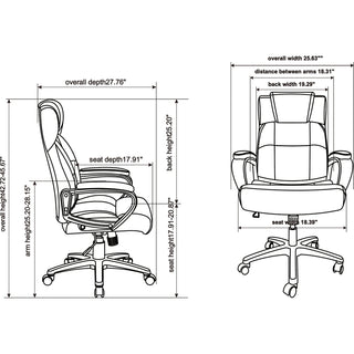 Lorell High-back Executive Chair - Black Bonded Leather Seat - Black Bonded Leather Back - High Back - 5-star Base - 1 Each