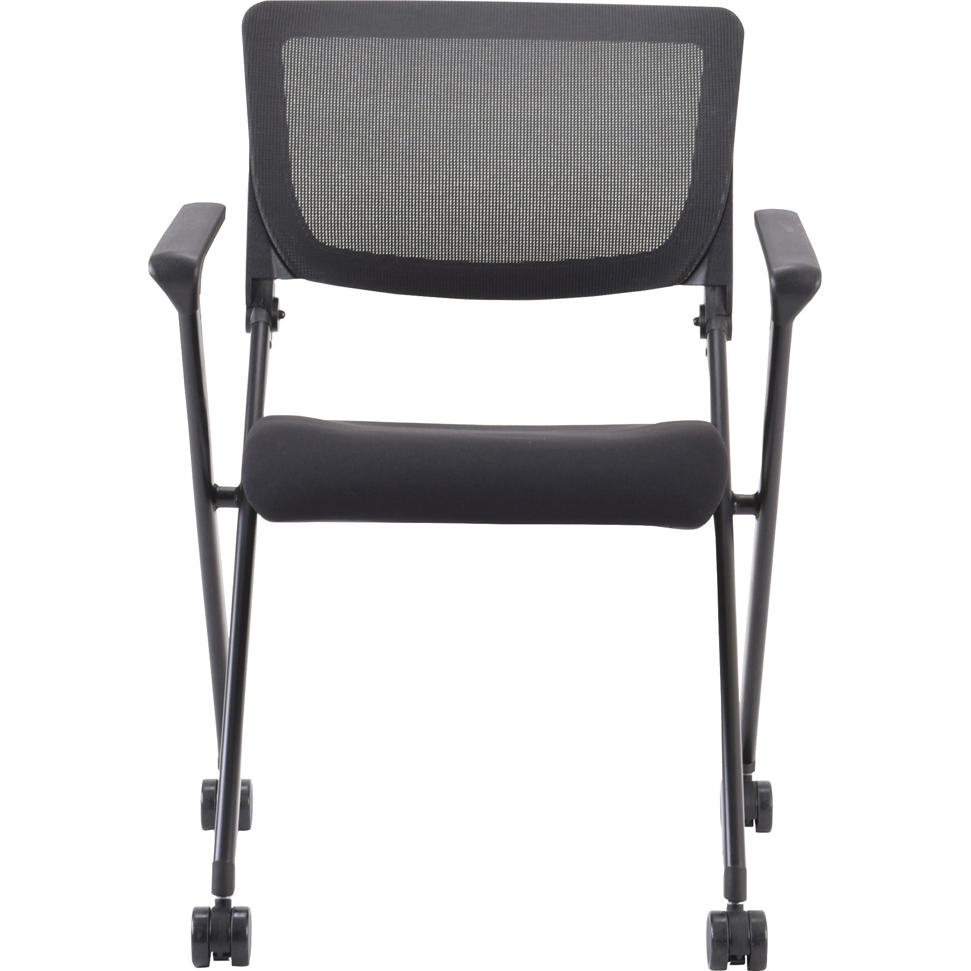 lorell-mobile-mesh-back-nesting-chairs-with-arms-black-fabric-seat-metal-frame-2-carton_llr41845 - 2