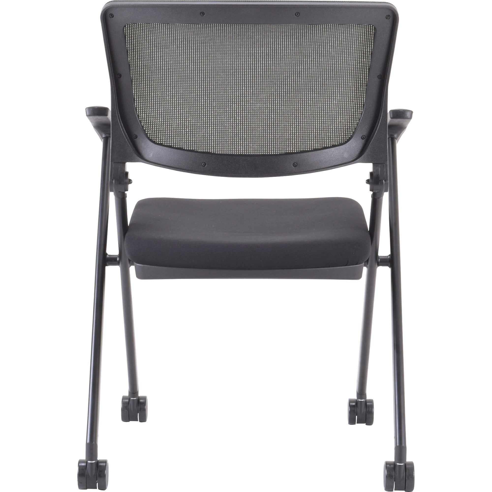 lorell-mobile-mesh-back-nesting-chairs-with-arms-black-fabric-seat-metal-frame-2-carton_llr41845 - 3