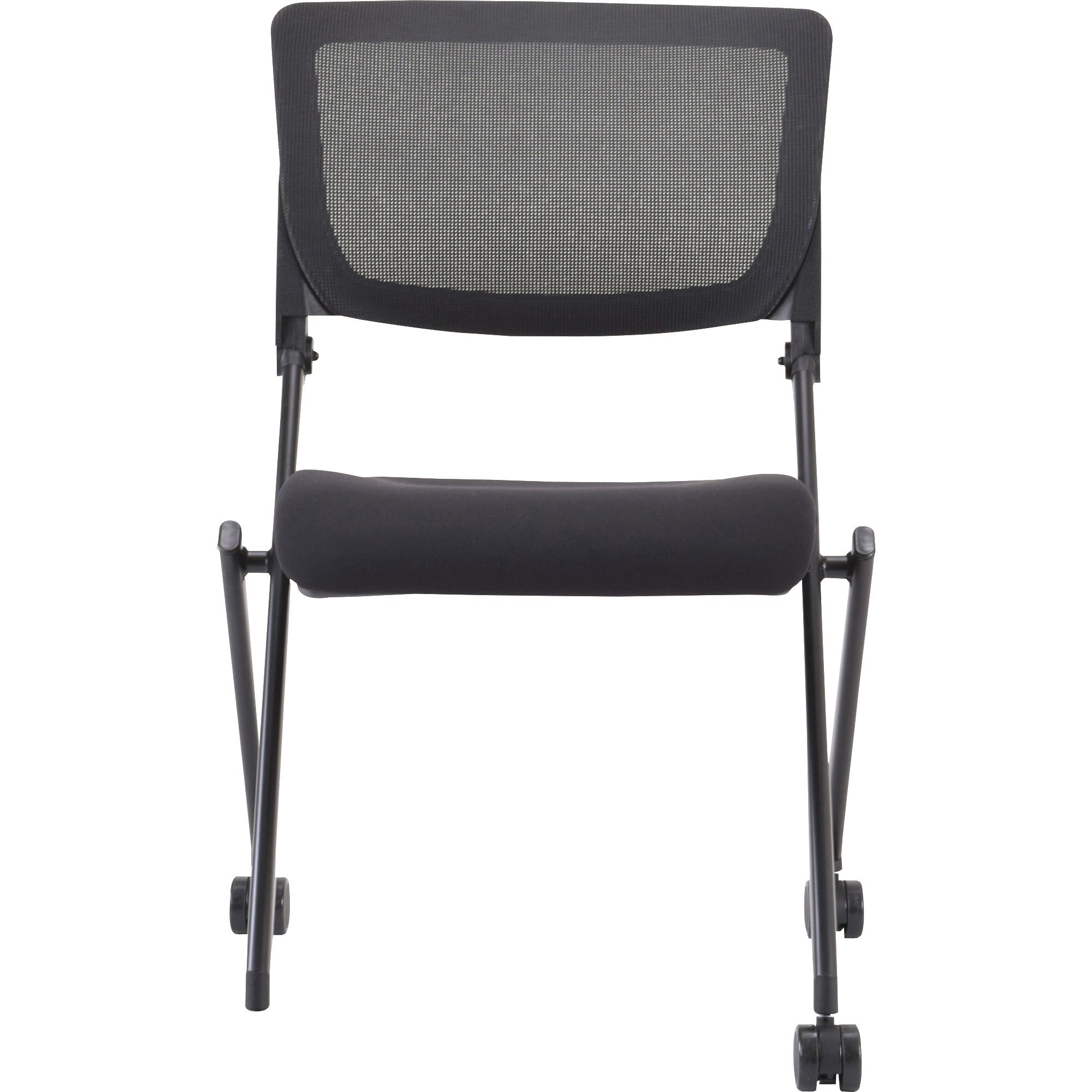 lorell-mobile-mesh-back-nesting-chairs-black-fabric-seat-metal-frame-2-carton_llr41846 - 2