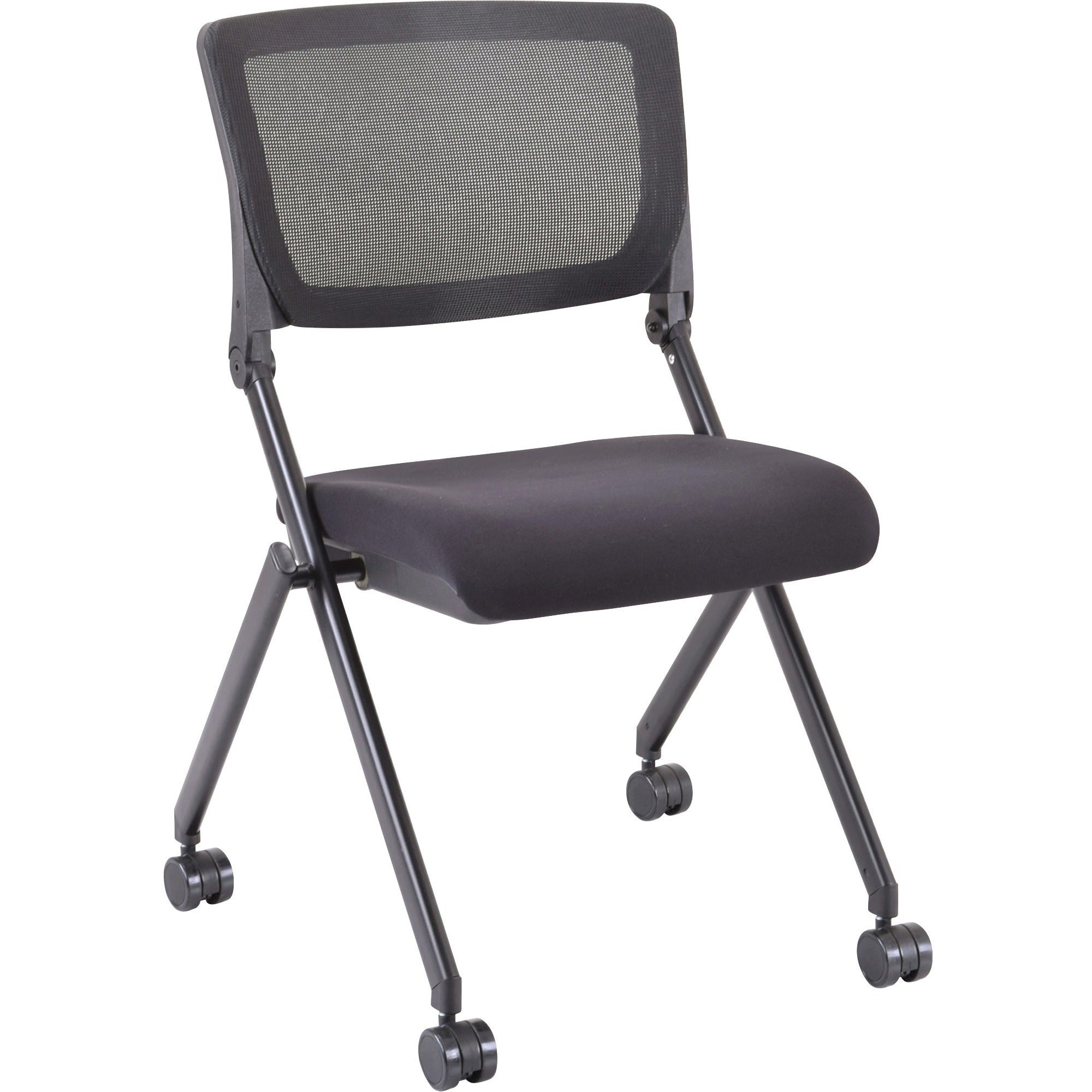 lorell-mobile-mesh-back-nesting-chairs-black-fabric-seat-metal-frame-2-carton_llr41846 - 1