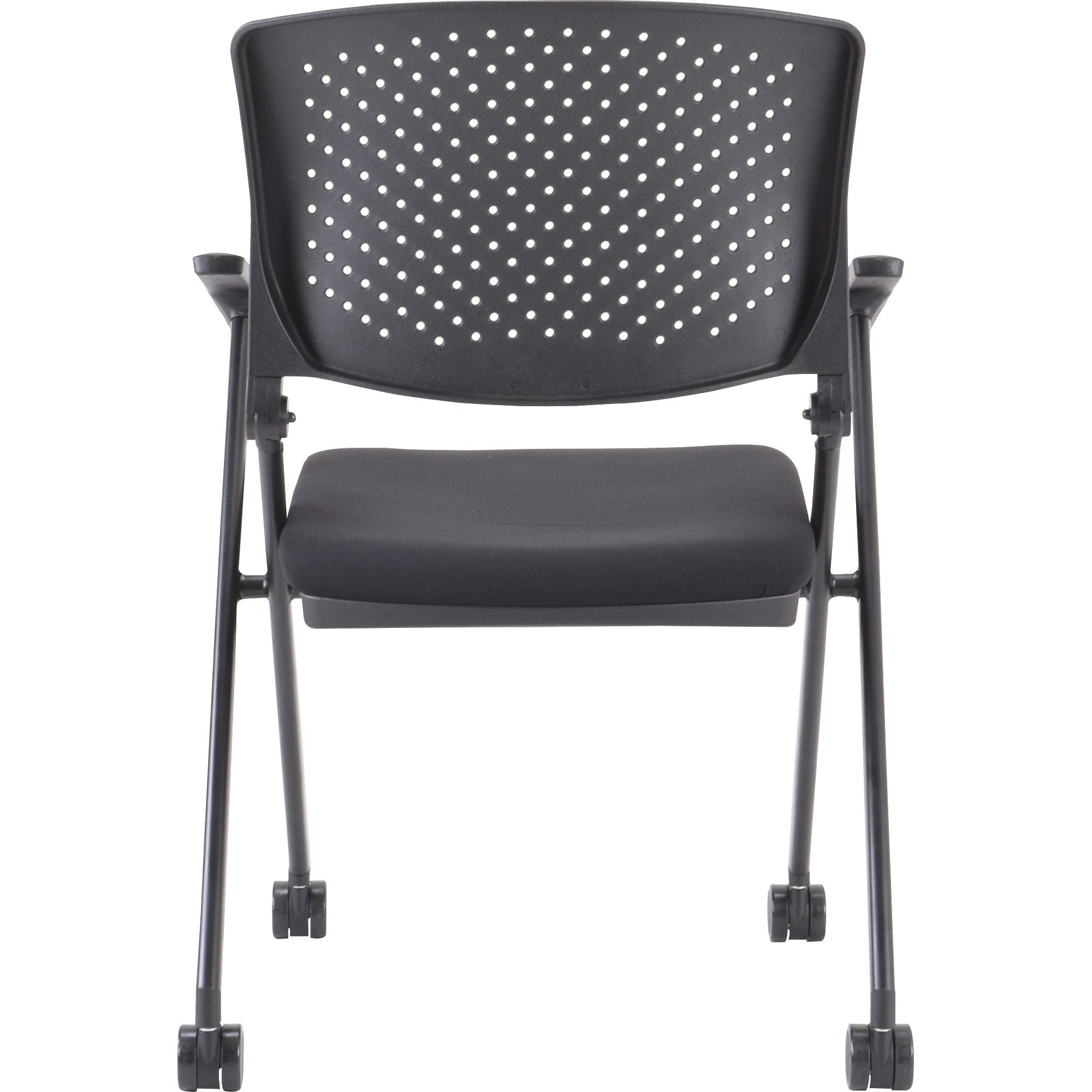 lorell-upholstered-foldable-nesting-chairs-with-arms-black-fabric-seat-black-plastic-back-metal-frame-2-carton_llr41847 - 3