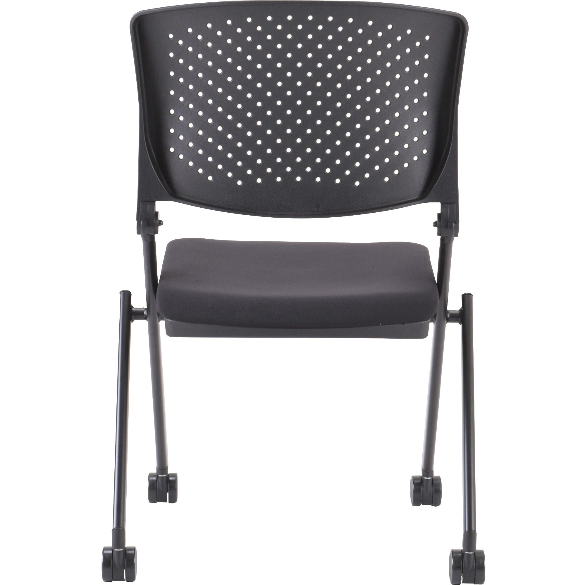 lorell-upholstered-foldable-nesting-chairs-black-fabric-seat-black-plastic-back-metal-frame-2-carton_llr41848 - 3