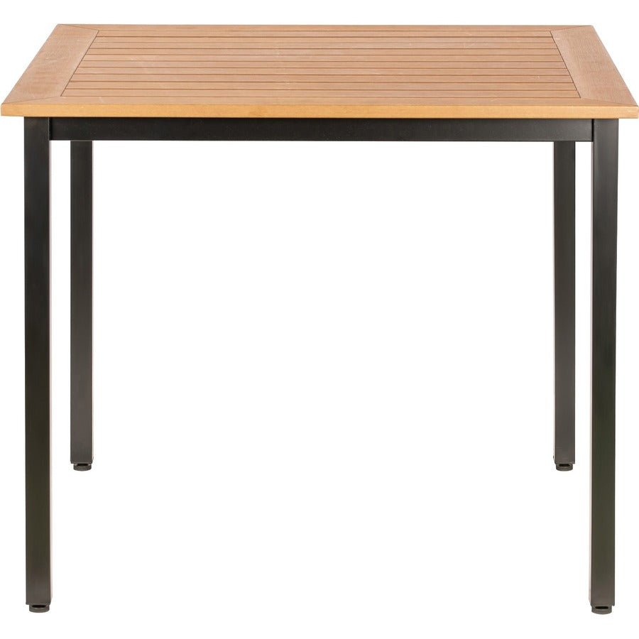 Lorell Faux Wood Outdoor Table - For - Table TopTeak Square Top - Black Four Leg Base - 4 Legs - 36.60" Table Top Length x 36.60" Table Top Width - 30.75" Height - Assembly Required - 1 Each