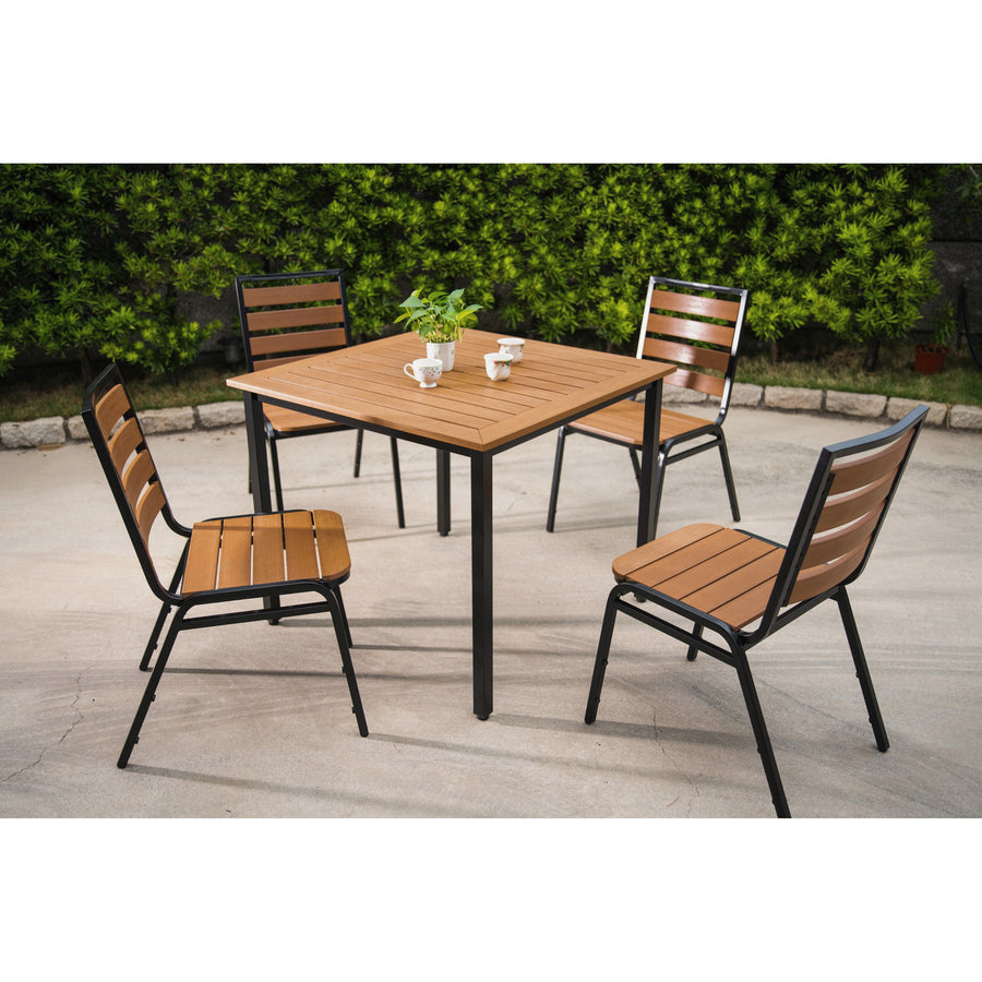 lorell-faux-wood-outdoor-table-for-table-topteak-square-top-black-four-leg-base-4-legs-3660-table-top-length-x-3660-table-top-width-3075-height-assembly-required-1-each_llr42684 - 4