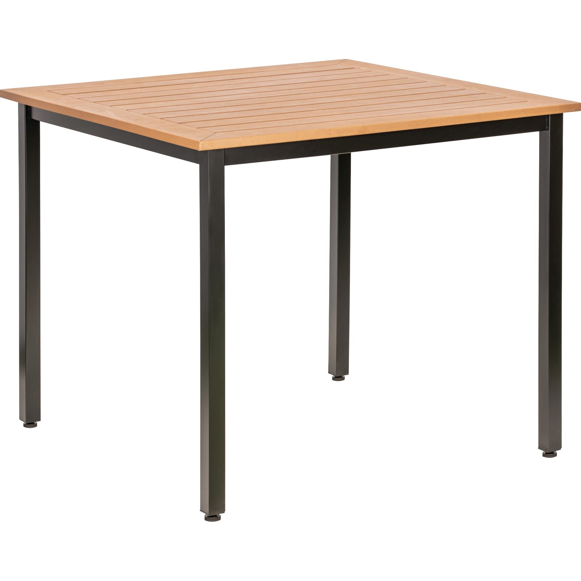 Lorell Faux Wood Outdoor Table - For - Table TopTeak Square Top - Black Four Leg Base - 4 Legs - 36.60" Table Top Length x 36.60" Table Top Width - 30.75" Height - Assembly Required - 1 Each