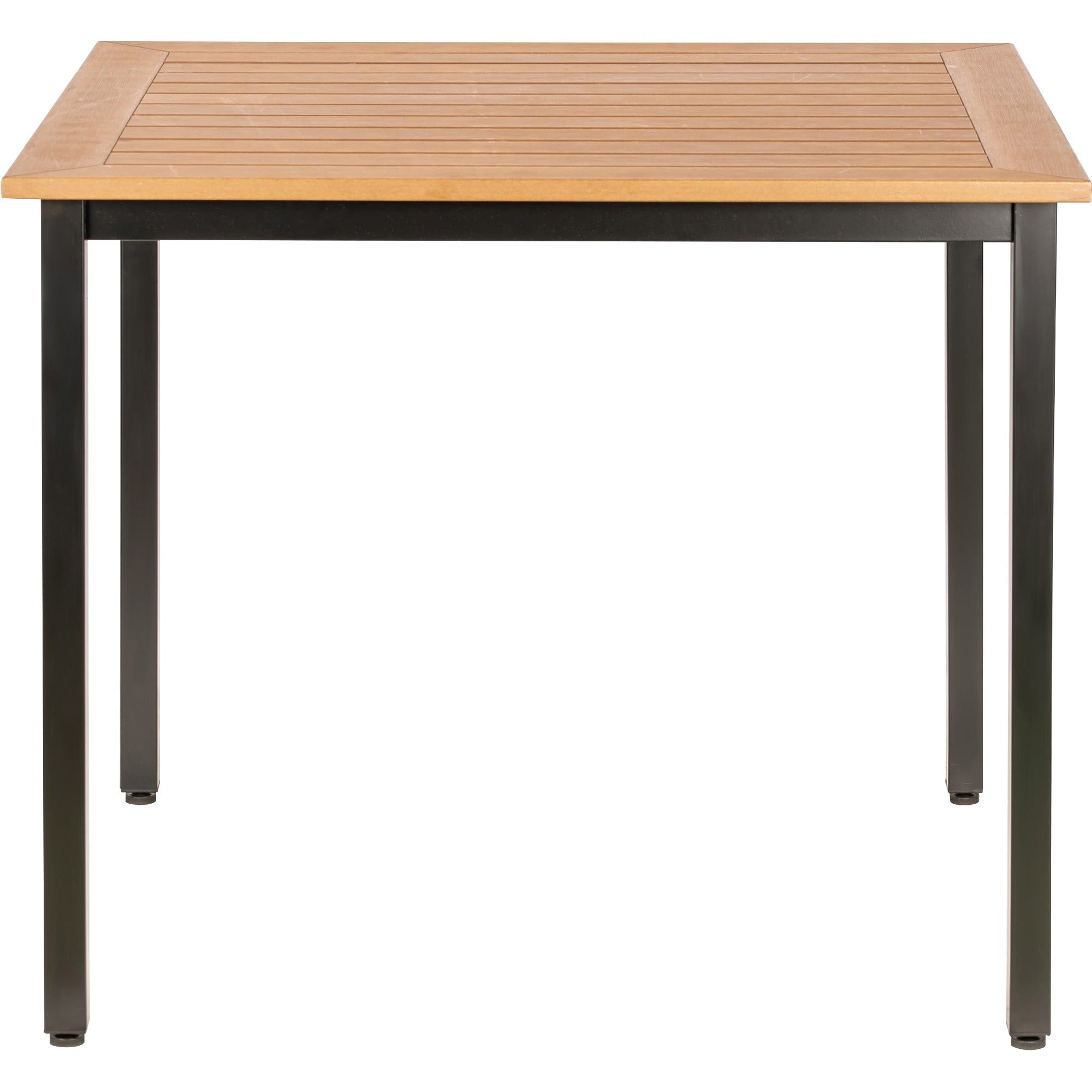 lorell-faux-wood-outdoor-table-for-table-topteak-square-top-black-four-leg-base-4-legs-3660-table-top-length-x-3660-table-top-width-3075-height-assembly-required-1-each_llr42684 - 3