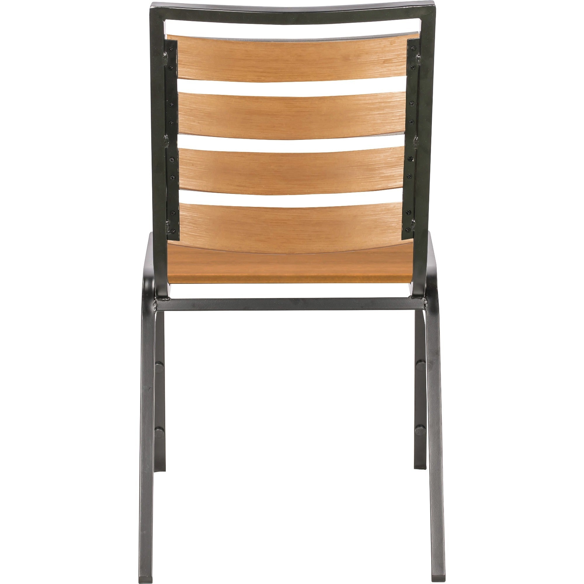 lorell-faux-wood-outdoor-chairs-teak-faux-wood-seat-teak-faux-wood-back-four-legged-base-4-carton_llr42685 - 3