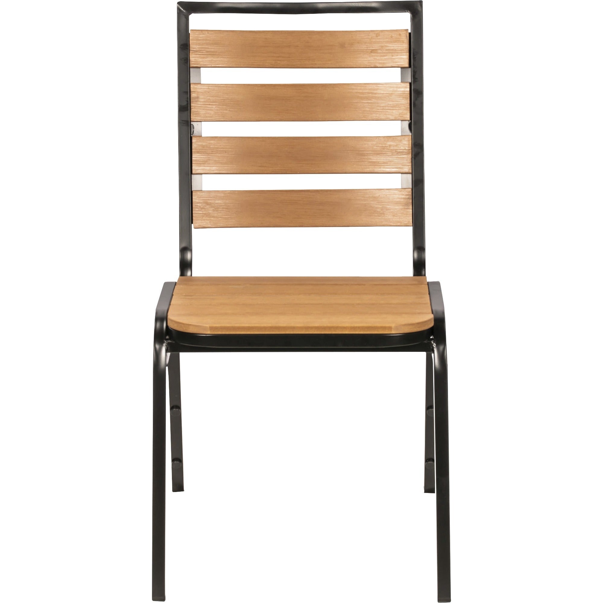 lorell-faux-wood-outdoor-chairs-teak-faux-wood-seat-teak-faux-wood-back-four-legged-base-4-carton_llr42685 - 2