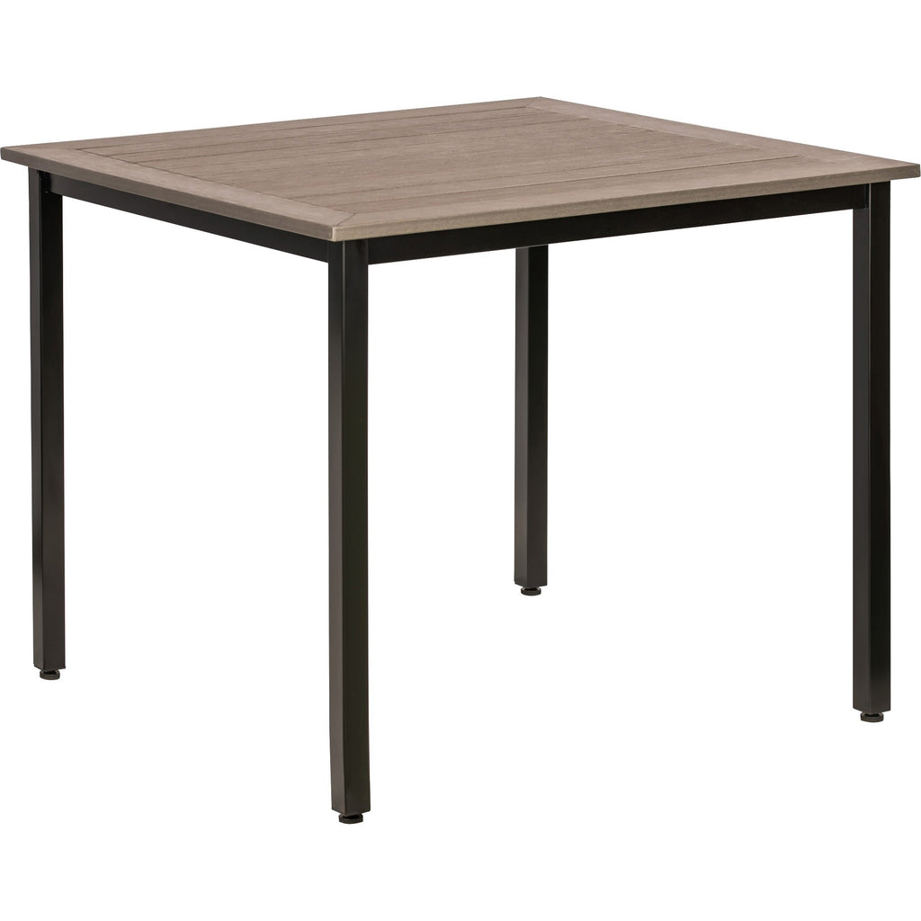 Lorell Faux Wood Outdoor Table - For - Table TopCharcoal Square Top - Black Four Leg Base - 4 Legs - 36.60" Table Top Length x 36.60" Table Top Width - 30.75" Height - Assembly Required - 1 Each