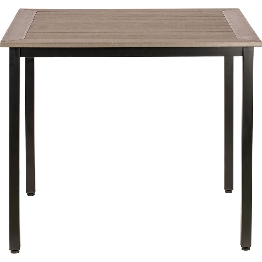 Lorell Faux Wood Outdoor Table - For - Table TopCharcoal Square Top - Black Four Leg Base - 4 Legs - 36.60" Table Top Length x 36.60" Table Top Width - 30.75" Height - Assembly Required - 1 Each