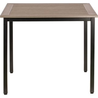 Lorell Faux Wood Outdoor Table - For - Table TopCharcoal Square Top - Black Four Leg Base - 4 Legs - 36.60" Table Top Length x 36.60" Table Top Width - 30.75" Height - Assembly Required - 1 Each