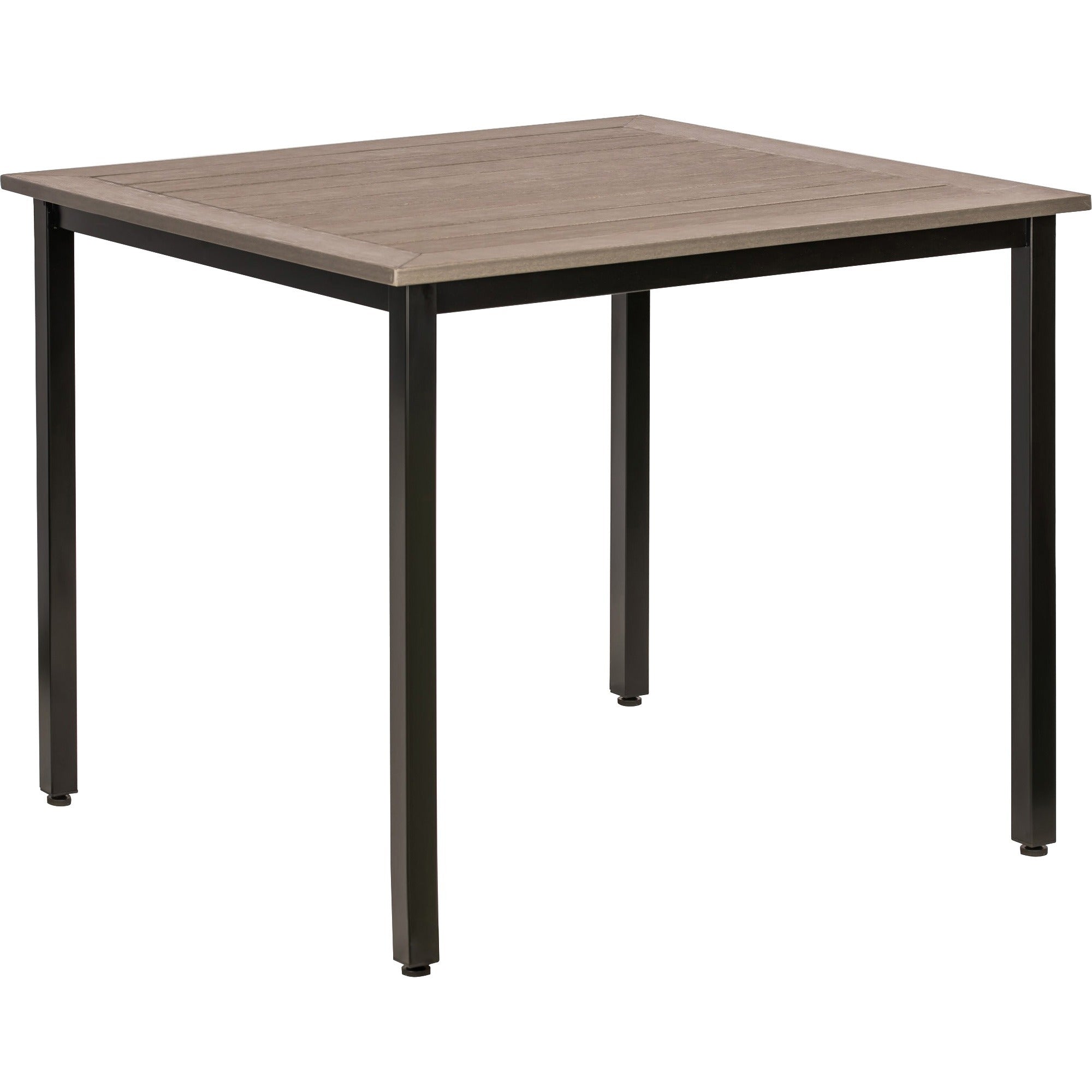 lorell-faux-wood-outdoor-table-for-table-topcharcoal-square-top-black-four-leg-base-4-legs-3660-table-top-length-x-3660-table-top-width-3075-height-assembly-required-1-each_llr42686 - 1