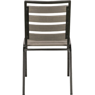 Lorell Faux Wood Outdoor Chairs - Charcoal Gray Faux Wood Seat - Charcoal Gray Faux Wood Back - Four-legged Base - 4 / Carton