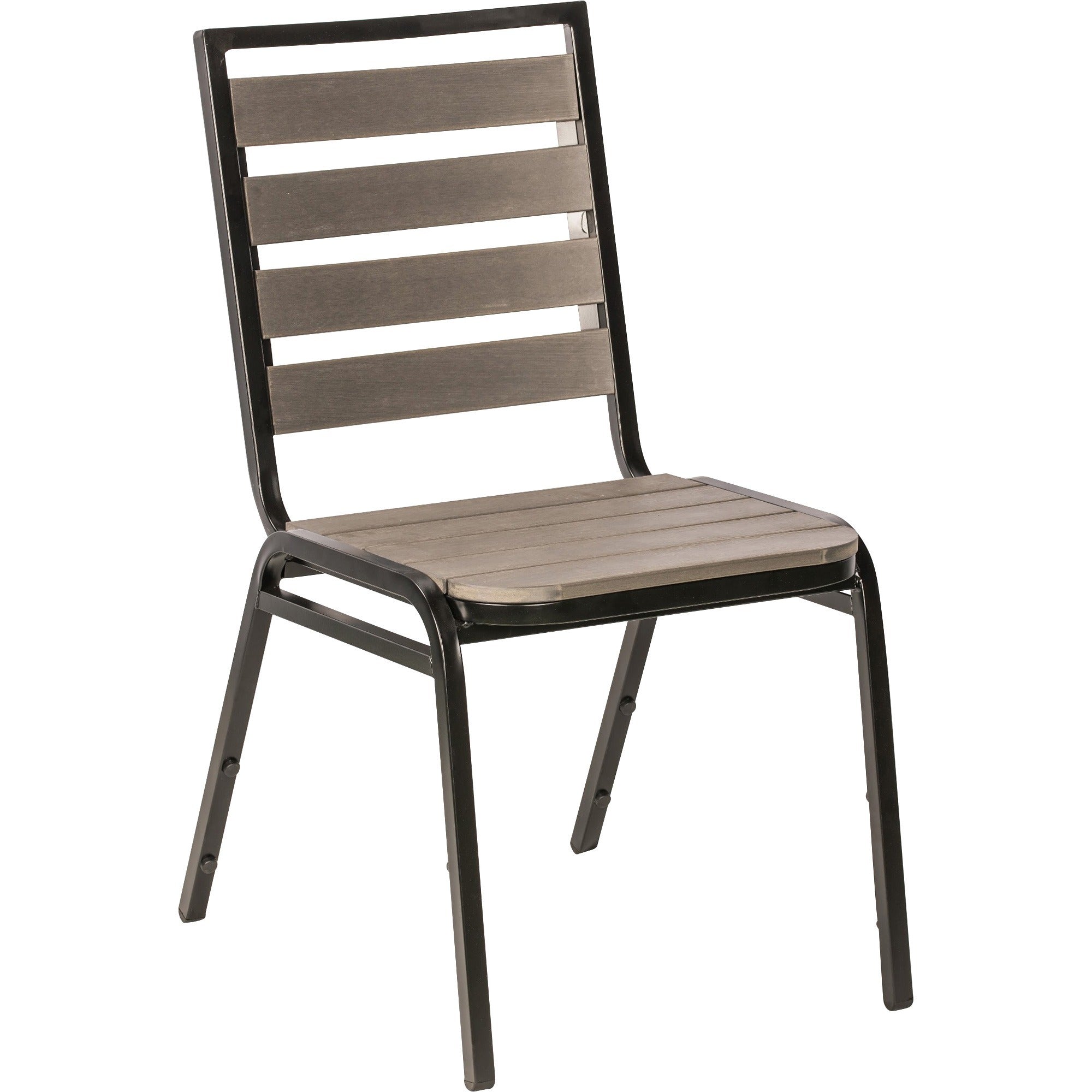 lorell-faux-wood-outdoor-chairs-charcoal-gray-faux-wood-seat-charcoal-gray-faux-wood-back-four-legged-base-4-carton_llr42687 - 1