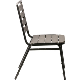 Lorell Faux Wood Outdoor Chairs - Charcoal Gray Faux Wood Seat - Charcoal Gray Faux Wood Back - Four-legged Base - 4 / Carton