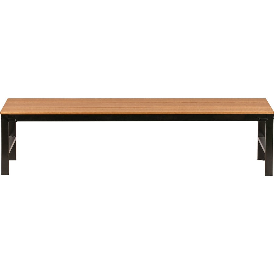 Lorell Faux Wood Outdoor Bench - Teak Faux Wood Seat - Four-legged Base - 1 Each