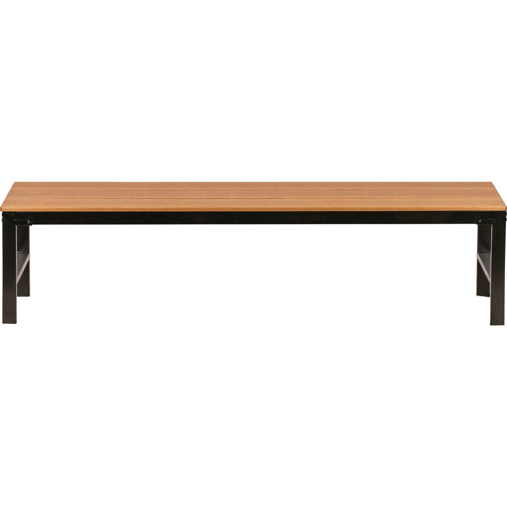 lorell-faux-wood-outdoor-bench-teak-faux-wood-seat-four-legged-base-1-each_llr42688 - 2