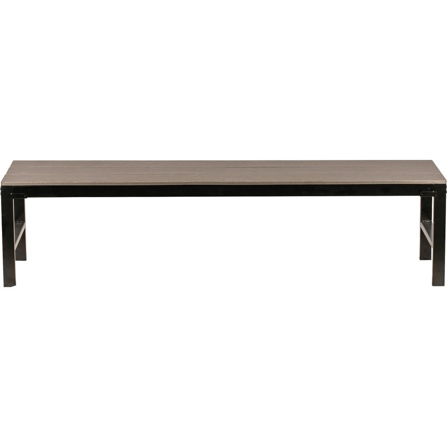 Lorell Faux Wood Outdoor Bench - Weathered Charcoal Faux Wood Seat - Four-legged Base - 1 Each