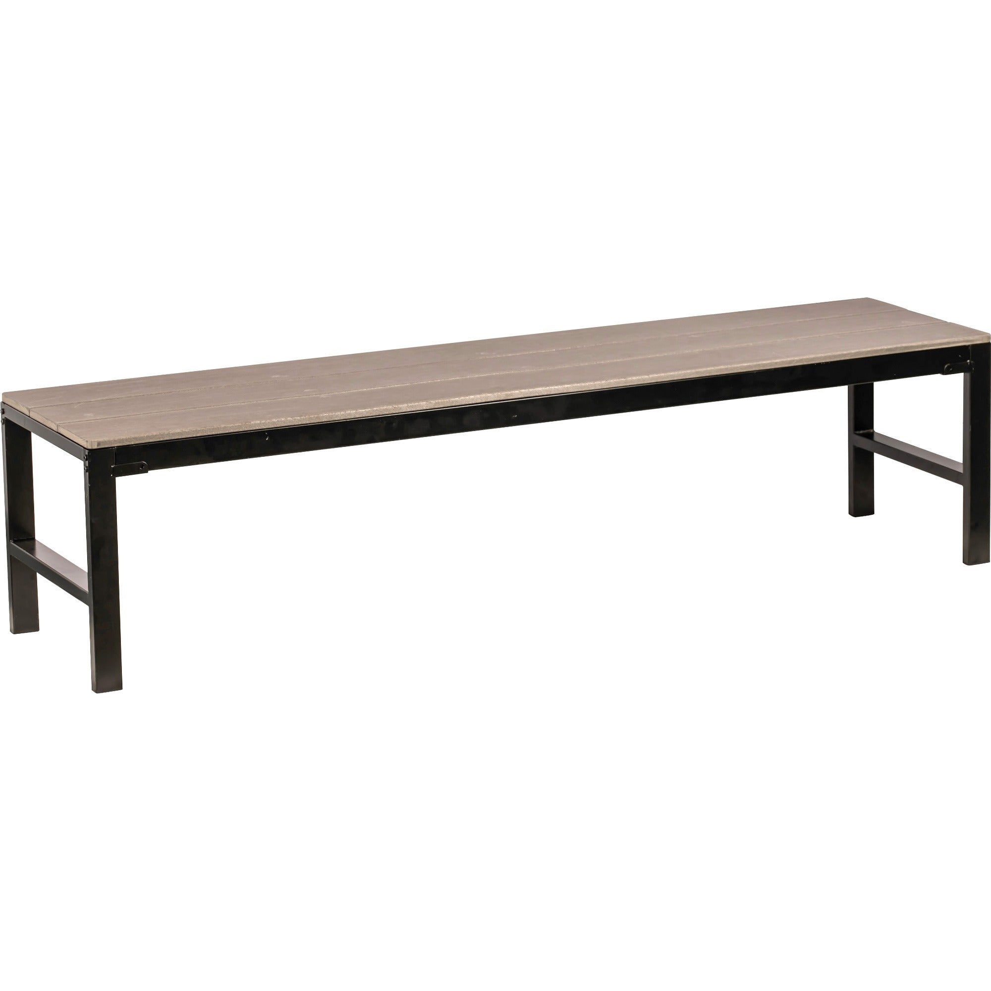 lorell-faux-wood-outdoor-bench-weathered-charcoal-faux-wood-seat-four-legged-base-1-each_llr42689 - 1