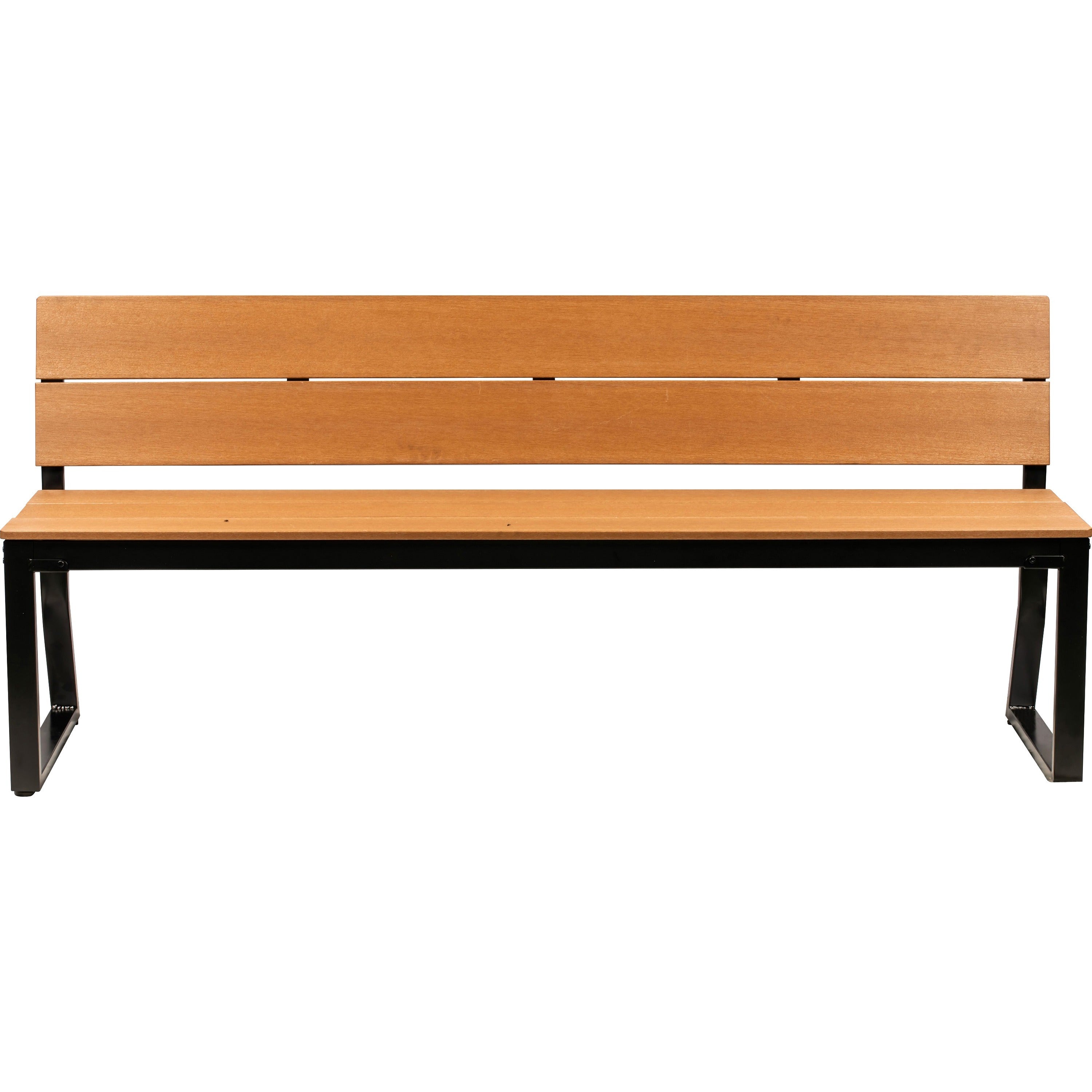 lorell-faux-wood-outdoor-bench-with-backrest-teak-faux-wood-seat-teak-faux-wood-back-1-each_llr42690 - 2