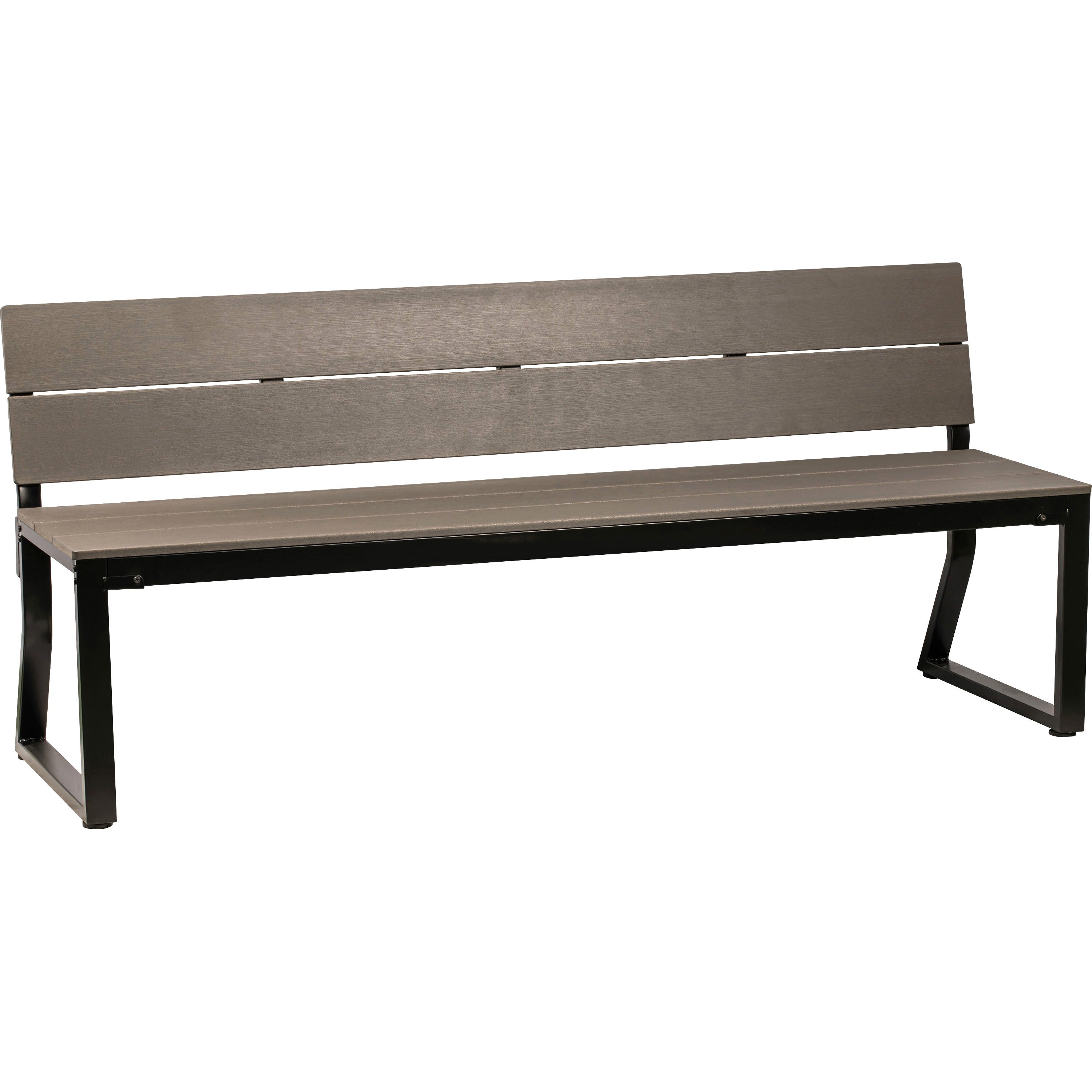 lorell-faux-wood-outdoor-bench-with-backrest-charcoal-faux-wood-polystyrene-seat-charcoal-faux-wood-polystyrene-back-1-each_llr42691 - 1