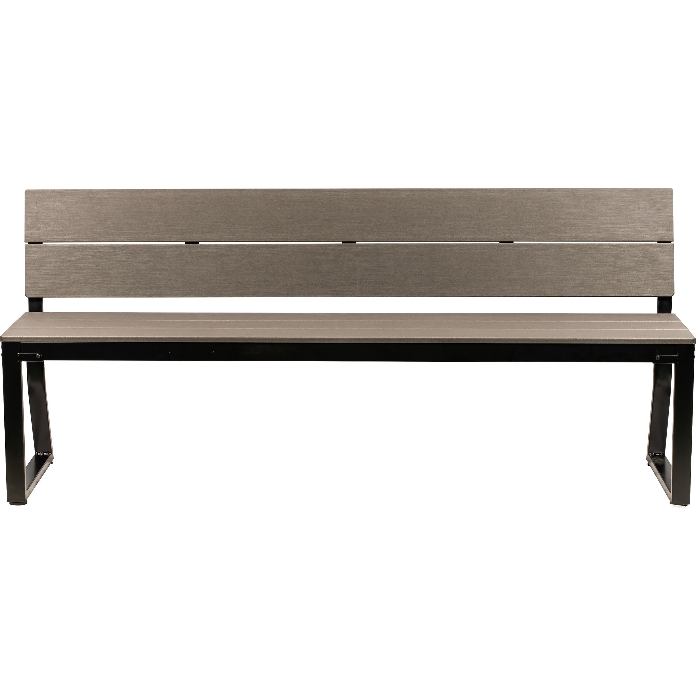 lorell-faux-wood-outdoor-bench-with-backrest-charcoal-faux-wood-polystyrene-seat-charcoal-faux-wood-polystyrene-back-1-each_llr42691 - 2