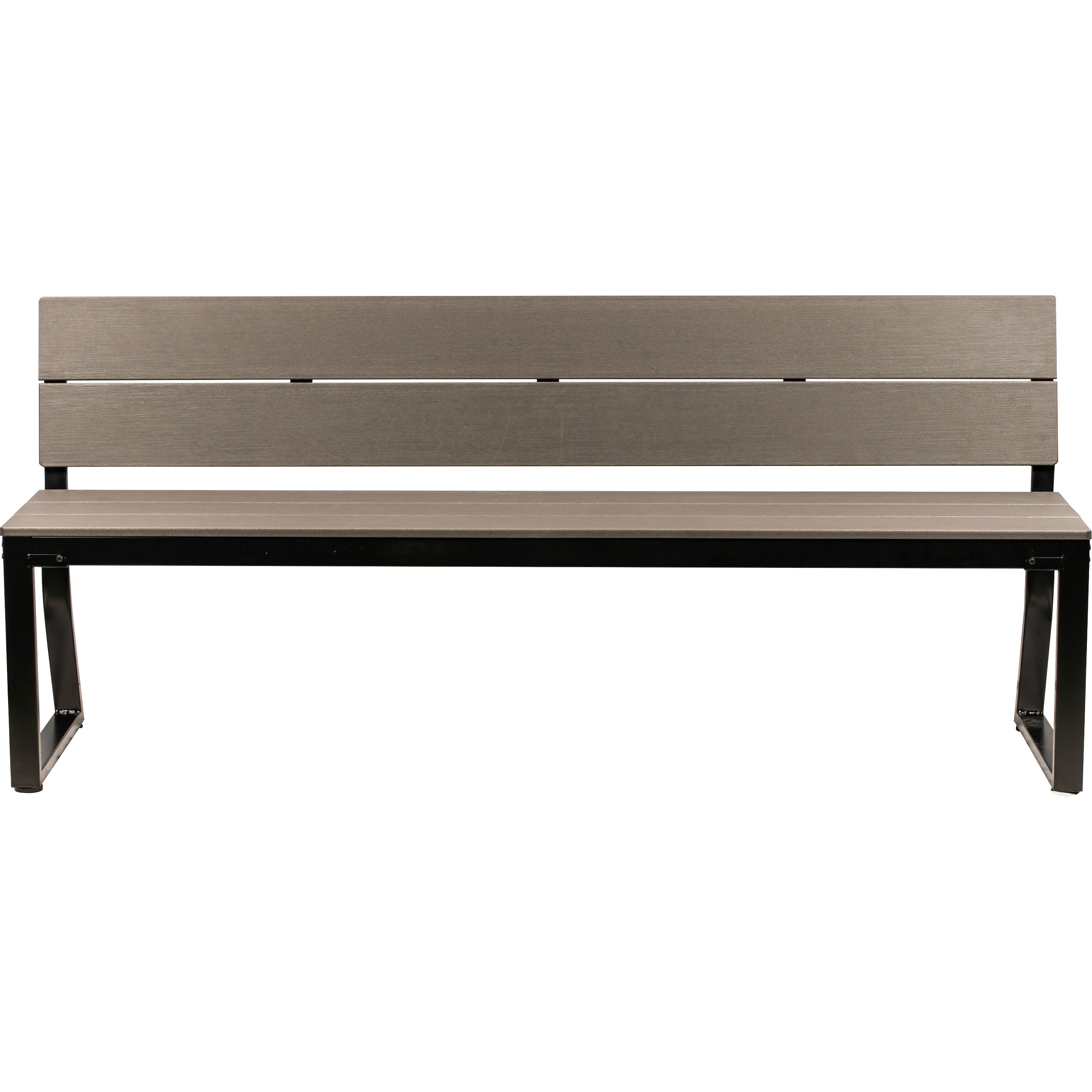 lorell-faux-wood-outdoor-bench-with-backrest-charcoal-faux-wood-polystyrene-seat-charcoal-faux-wood-polystyrene-back-1-each_llr42691 - 2