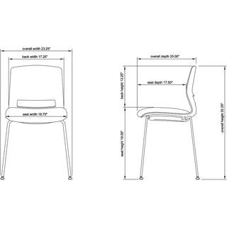 Lorell Arctic Series Stack Chairs - Black Foam, Fabric Seat - Black Back - Four-legged Base - 2 / Carton