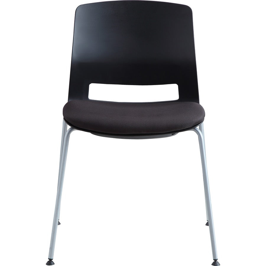 Lorell Arctic Series Stack Chairs - Black Foam, Fabric Seat - Black Back - Four-legged Base - 2 / Carton