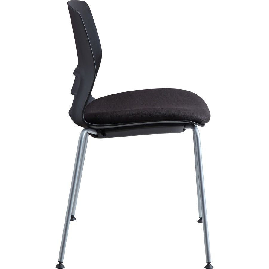 Lorell Arctic Series Stack Chairs - Black Foam, Fabric Seat - Black Back - Four-legged Base - 2 / Carton