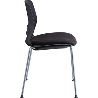 Lorell Arctic Series Stack Chairs - Black Foam, Fabric Seat - Black Back - Four-legged Base - 2 / Carton