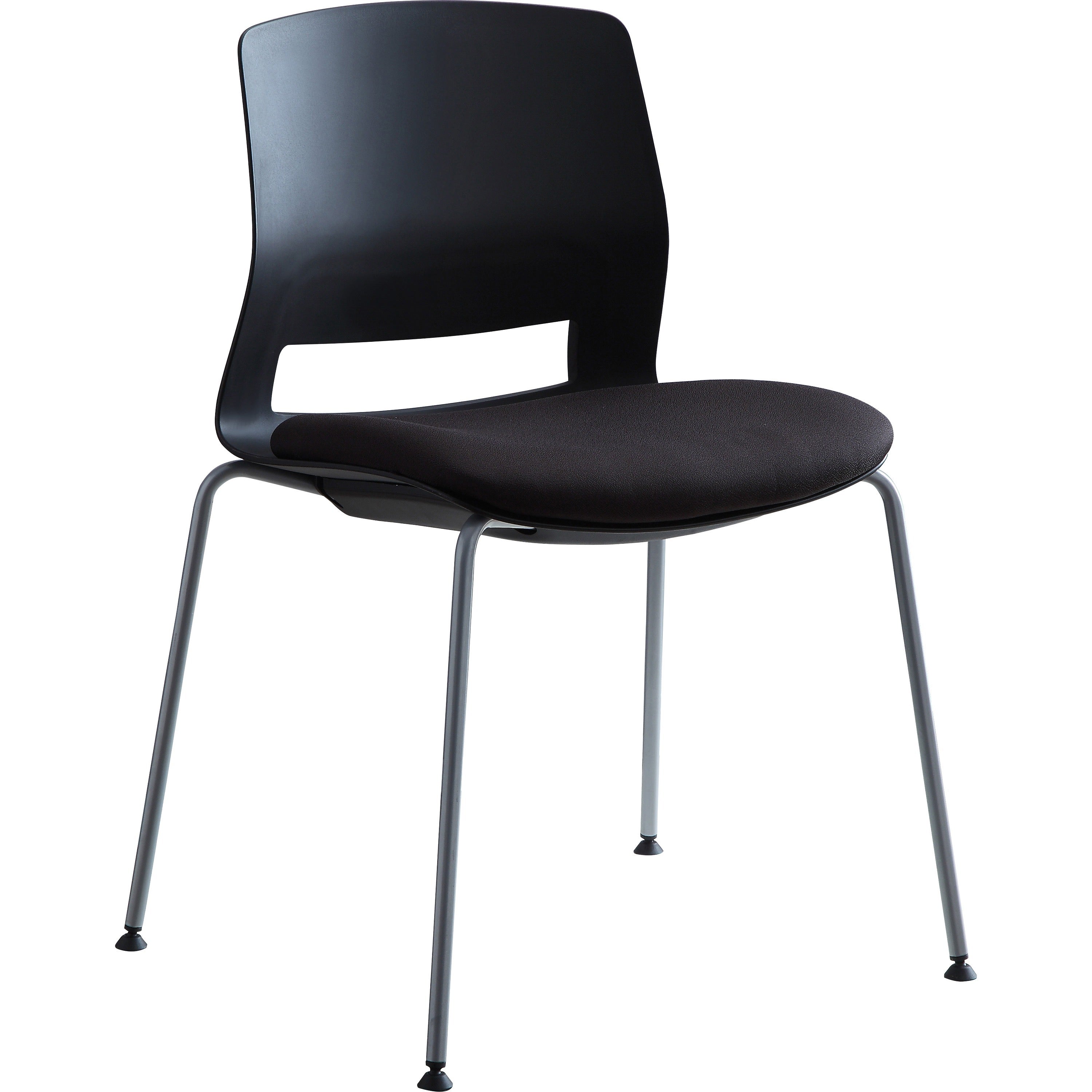 lorell-arctic-series-stack-chairs-black-foam-fabric-seat-black-back-four-legged-base-2-carton_llr42948 - 1