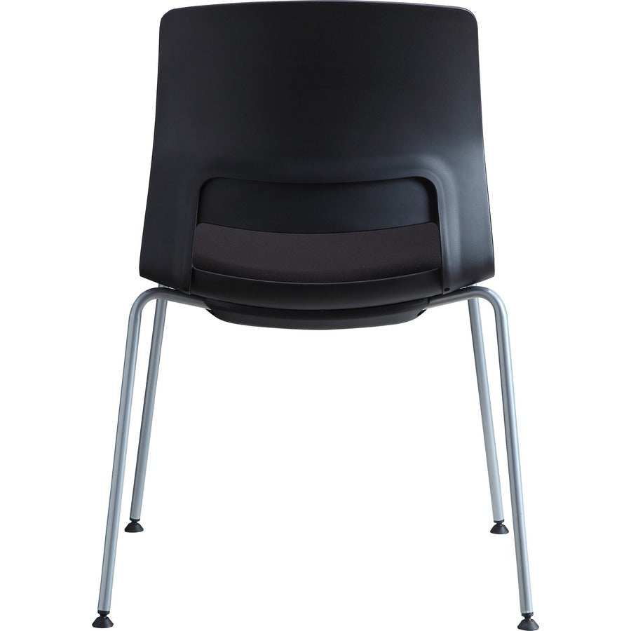 Lorell Arctic Series Stack Chairs - Black Foam, Fabric Seat - Black Back - Four-legged Base - 2 / Carton